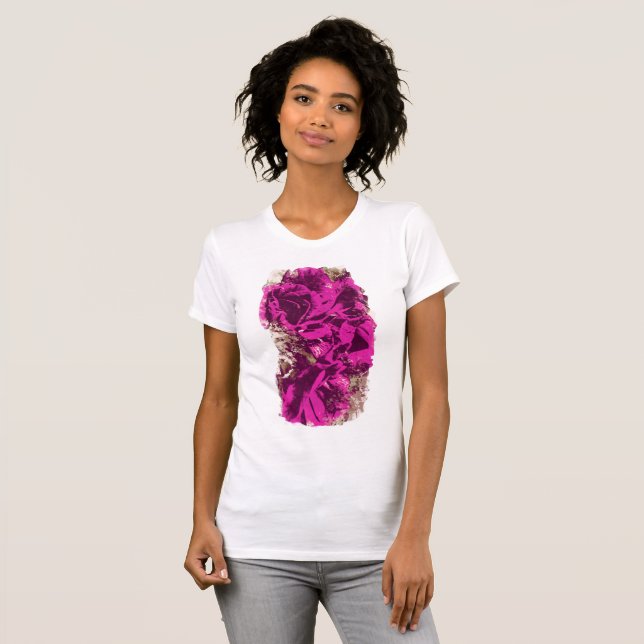 T-shirt Bouquet d'aquarelle Rose violette (Devant entier)