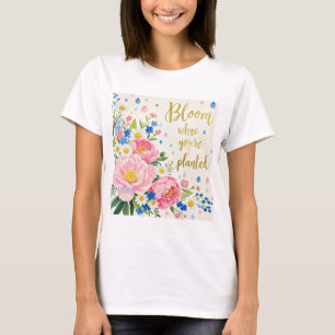 T-shirt Bouquet d'aquarelle vibre de pivoines, marguerites