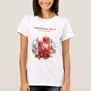 T-shirt Bouquet de bougies et Poinsettia Noël