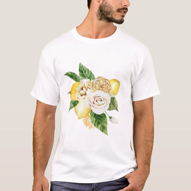 T-shirt Bouquet de citrons et de rose (Devant)