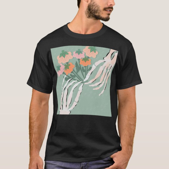 T-shirt Bouquet de citrouilles squelette Halloween      (Devant)