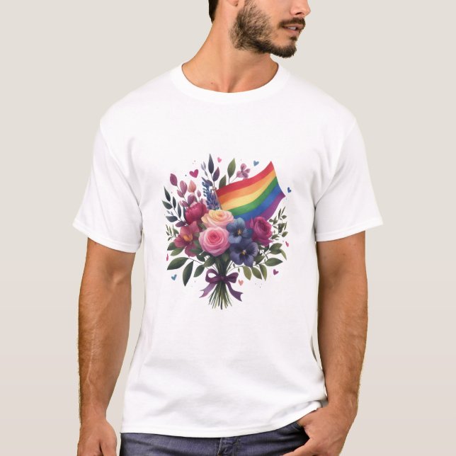 T-shirt Bouquet de fleurs LGBT (Devant)