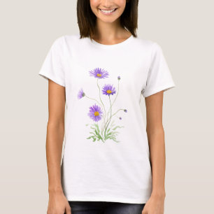 T-shirt bouquet de pâquerettes violettes peintes à la main