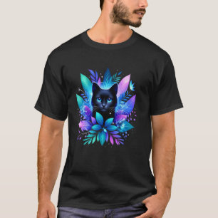 T-shirt Bouquet de plantes violettes silhouette chaton for