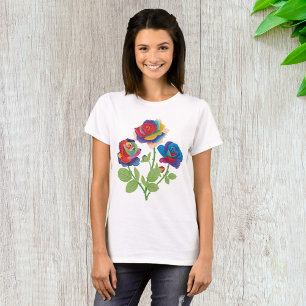 T-shirt Bouquet de roses arc-en-ciel Floral Pop Art