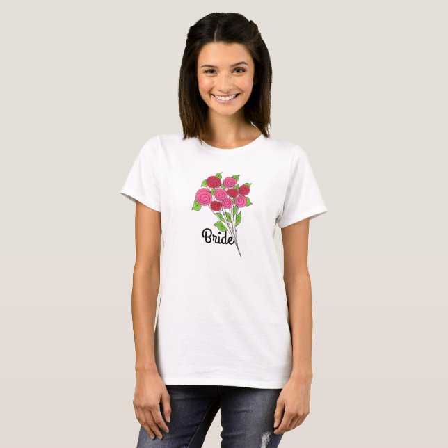 T-shirt Bouquet de roses de mariée (Devant entier)