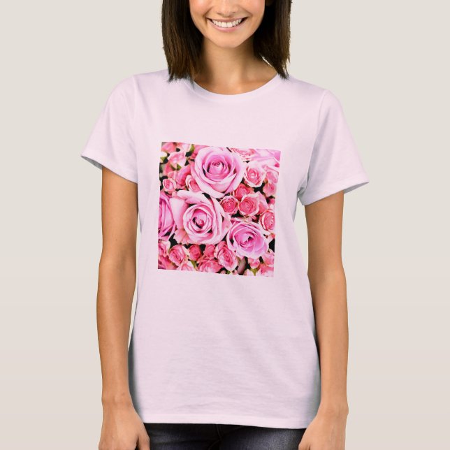 T-shirt Bouquet de roses roses (Devant)
