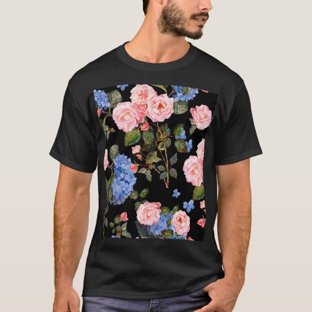 T-shirt Bouquet de roses roses victoriennes. (Devant)