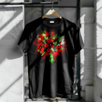Bouquet de roses rouges aquarelle sur fond noir