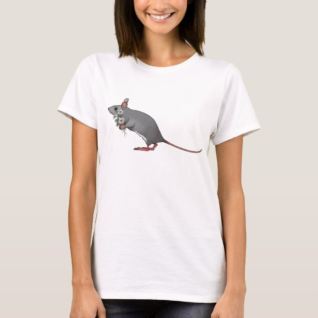 T-shirt Bouquet de transport de souris mignonne des (Devant)