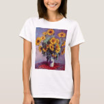 T-shirt Bouquet des tournesols par Claude Monet<br><div class="desc">Claude Monet était fanatique peintures commandées de peinture de nature et des de "séries" dans lesquelles un sujet a été dépeint en conditions atmosphériques variables de lumière et.</div>