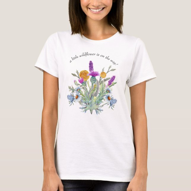 T-shirt Bouquet fleur sauvage aquarelle Mère à être (Devant)
