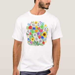 T-shirt Bouquet floral coloré avec citation inspirante