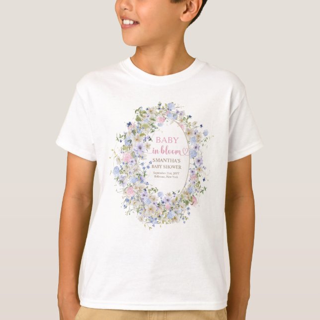 T-shirt Bouquet lavande Baby en fleurs rose invité d'honne (Devant)