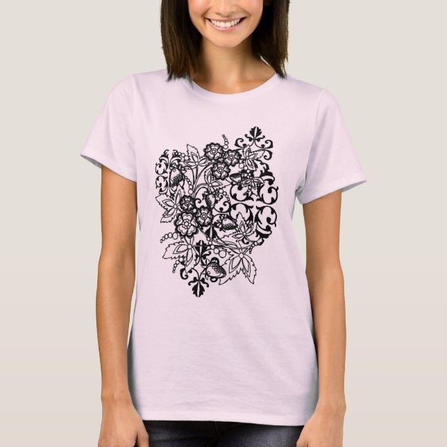 T-shirt Bouquet noir et blanc (Devant)