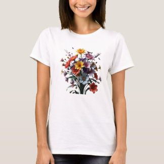 T-shirt bouquet of colorful flowers