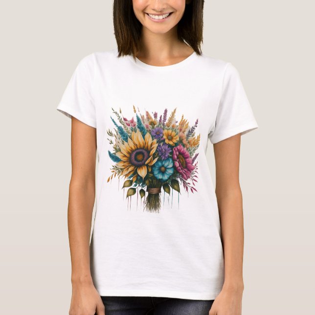 T-shirt Bouquet "Rainbow Blooms" (Devant)
