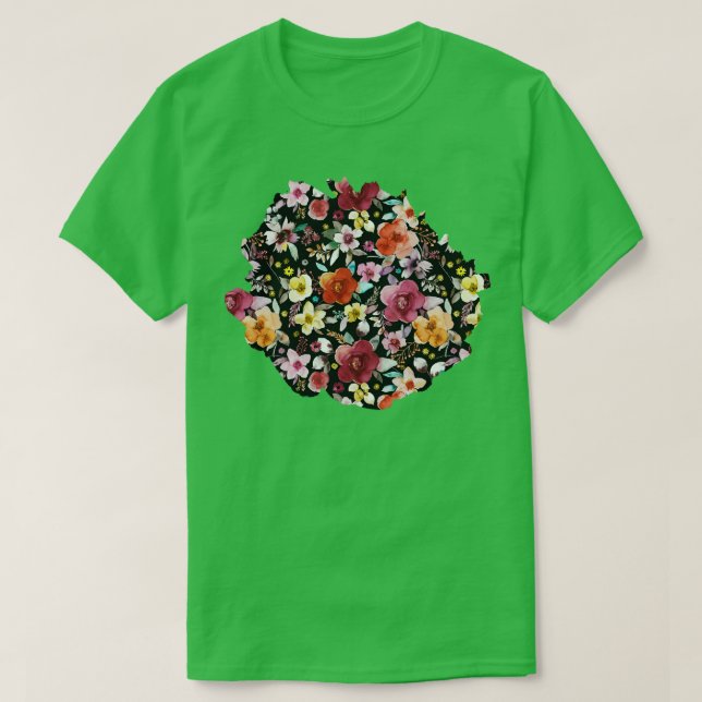 T-SHIRT BOUQUETS FLEURS D'HIVER MULTI NOIR (Design devant)