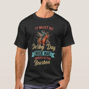 T-shirt Bourbon Beau Chapeau Jour de Derby de Course Hippi