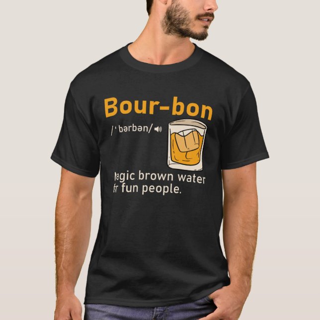 T-shirt Bourbon Definition Magic Brown Water  Whisky  Men (Devant)