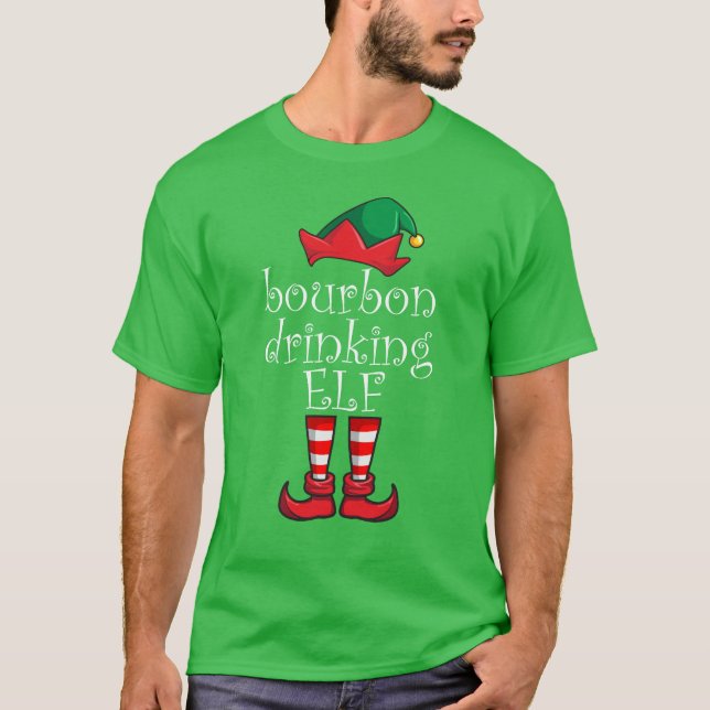 T-shirt Bourbon Drinking Elf Family Christmas Pajama (Devant)
