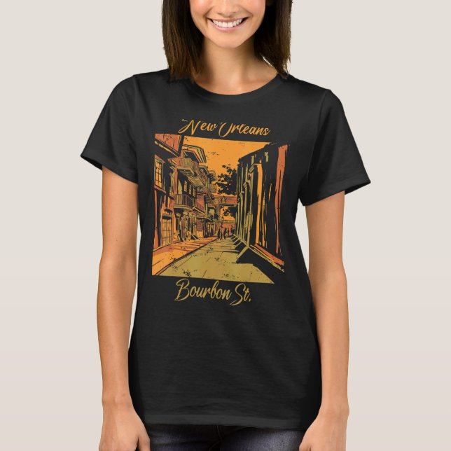 T-shirt Bourbon Street New Orleans Souvenir Louisiane Mard (Devant)