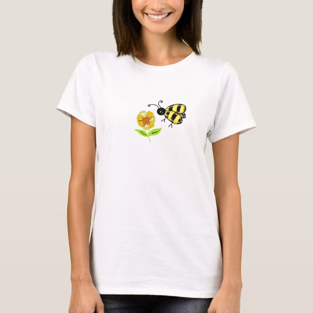T-shirt Bourdon avec fleur jaune (Devant)