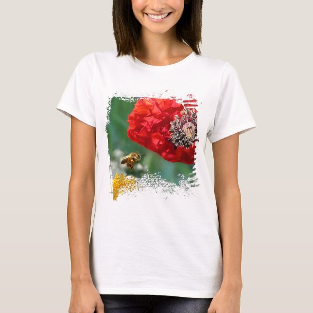 T-shirt Bourdon et Coquelicot Nature Moderne (Devant)