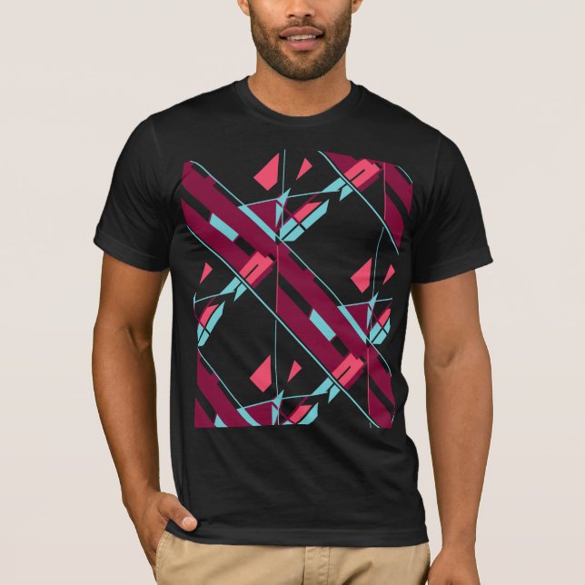 T-shirt Bourgogne Rouge Aqua Diagonal Sud-Ouest Art Abstra (Devant)