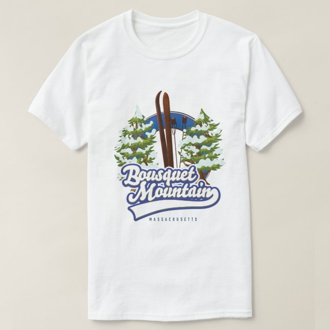T-shirt Bousquet Mountain Massachusetts logo Ski (Design devant)