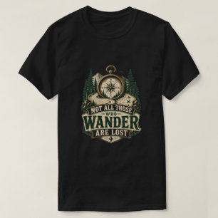 T-shirt Boussole Graphique pour Ceux qui Vagabondent sans