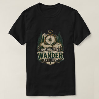 T-shirt Boussole Graphique pour Ceux qui Vagabondent sans