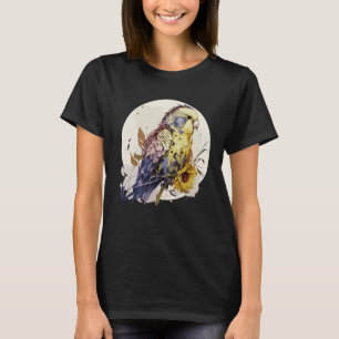 T-shirt Bouteille-bougie Parakeet Tournesol Oiseau floral