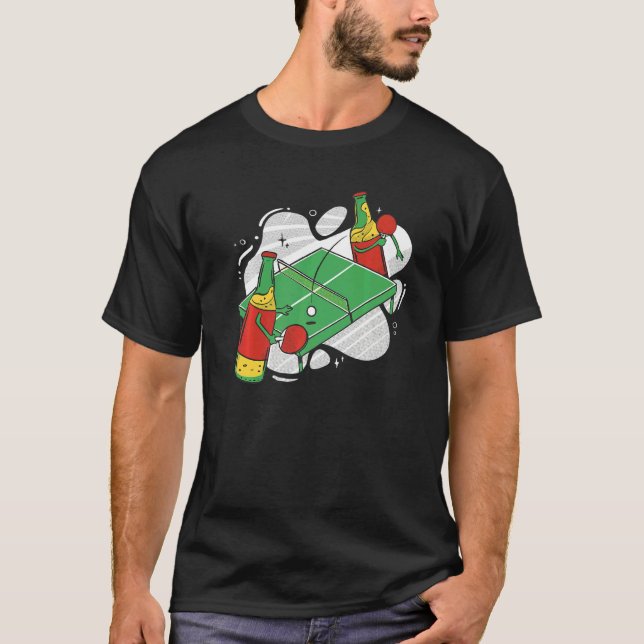 T-shirt Bouteille De Bière Avec Table Tennis Bat Bière Jou (Devant)