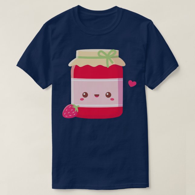 T-shirt Bouteille de confiture de fraise mignonne (Design devant)
