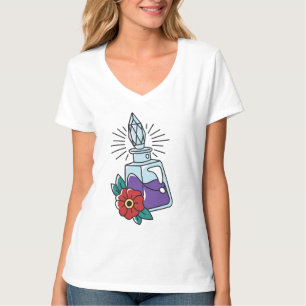 T-shirt Bouteille de potion et fleurs