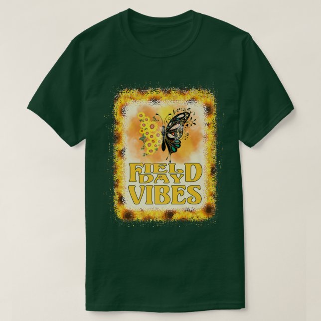 T-shirt Bouteille de tournesol blanchie Terrain d'enseigna (Design devant)