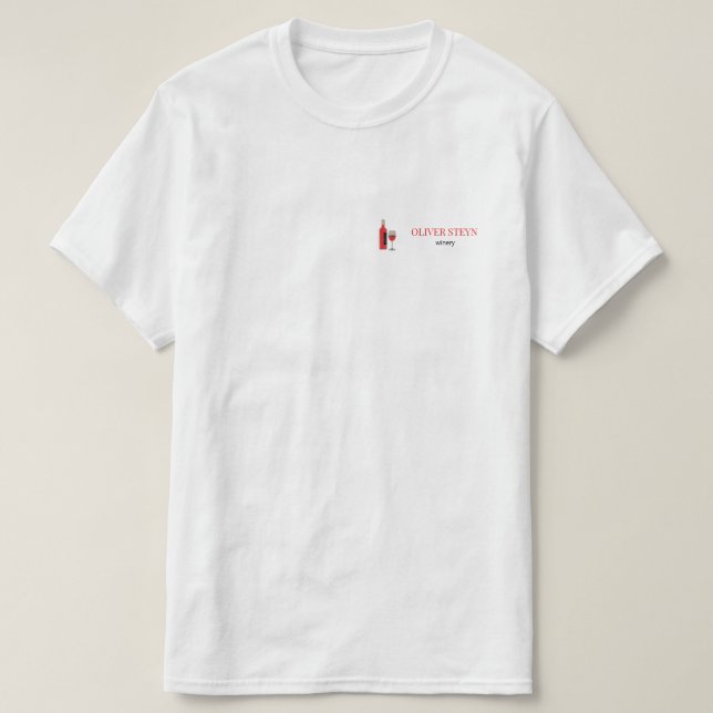 T-shirt Bouteille de vin et verre blanc (Design devant)