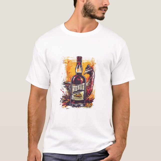 T-shirt Bouteille de whisky de Turquie sauvage dans le sty (Devant)