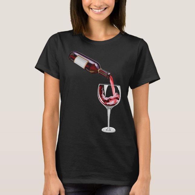 T-shirt Bouteille Et Verre De Vin (Devant)