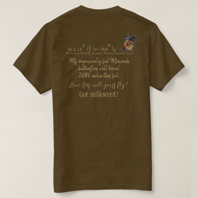 T-shirt Bouteille Monarque Latitude et Longitude personnal (Design dos)