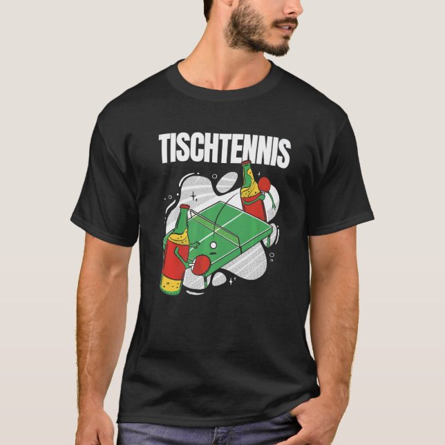 T-shirt Bouteilles De Bière Avec Table Tennis Bat Bière Te (Devant)