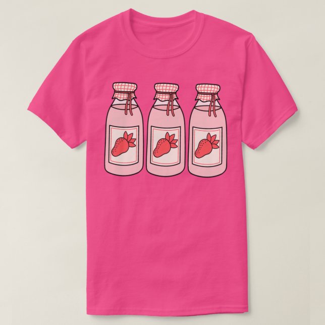 T-shirt Bouteilles de lait de fraise (Design devant)