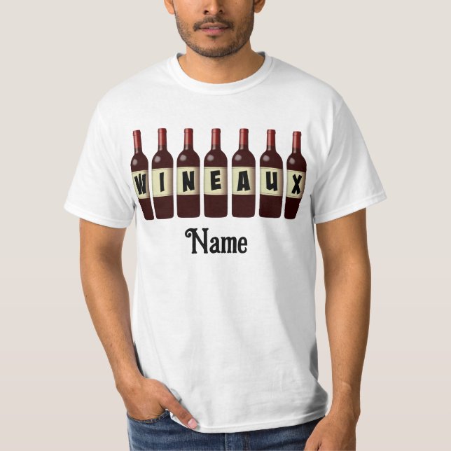 T-shirt Bouteilles de vin rouge Wineaux Customisées (Devant)