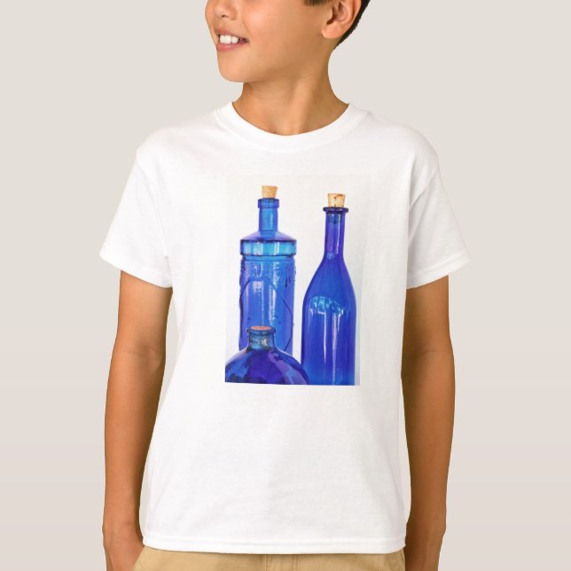 T-shirt Bouteilles en verre bleu (Devant)