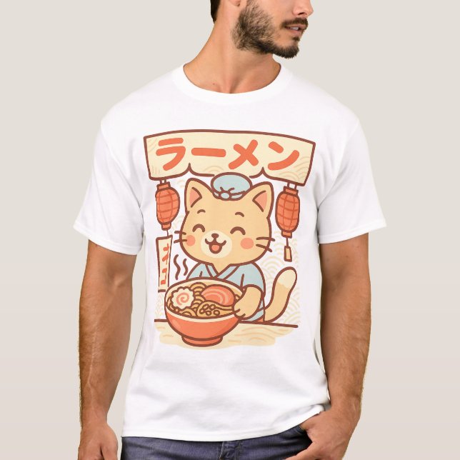 T-Shirt Boutique Chat Cute Ramen | Japonais Kawaii (Devant)