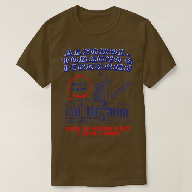 T-shirt Boutique d'armes à feu pour tabac à alcool (Design devant)