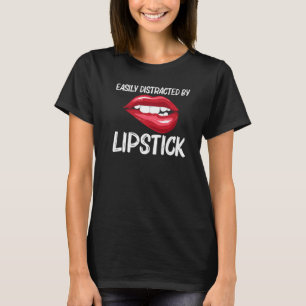T-shirt Bouton à lèvres pour femmes filles lèvres mordant 