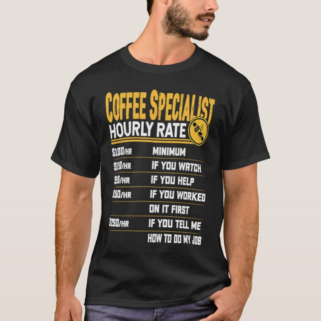 T-shirt Bouton café Barista à tarif horaire Taster (Devant)