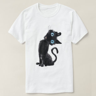 T-shirt Bouton de chat noir mignonne yeux mème esthétique
